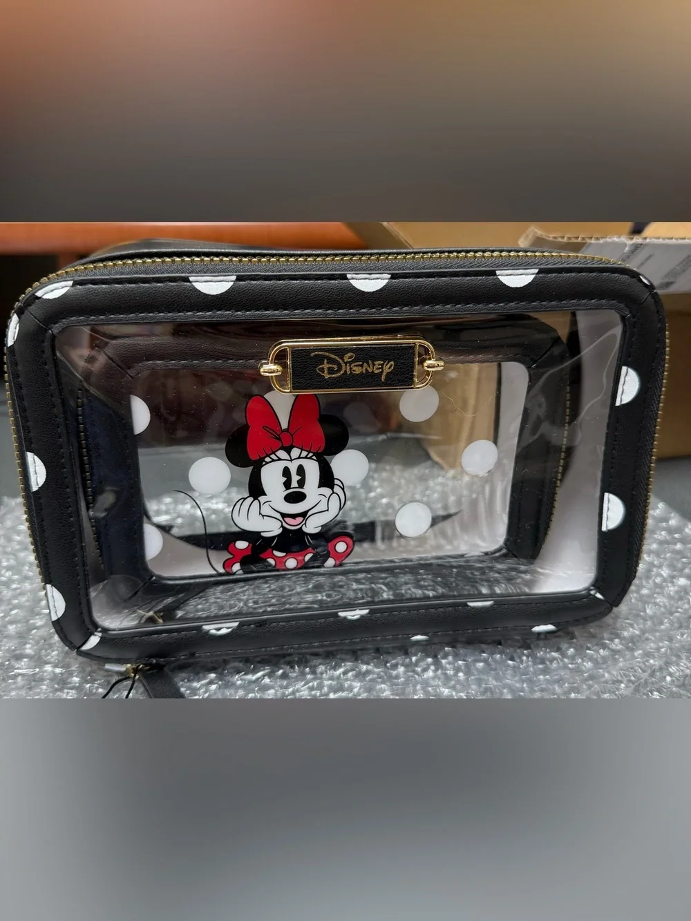 Primark x Disney Minnie Mouse Clear and Faux Leather 2 pc Travel Bag Set *NWT